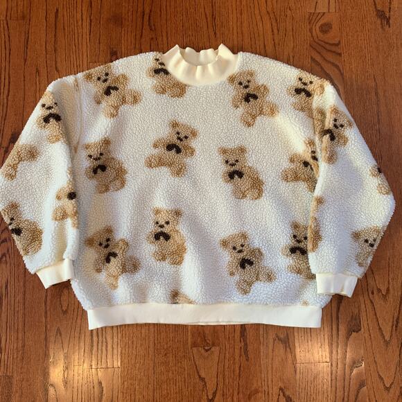 Smitn Bebe Teddy Bear Pullover Sweatshirt | Cream Tan Brown | One Size - Picture 1 of 11